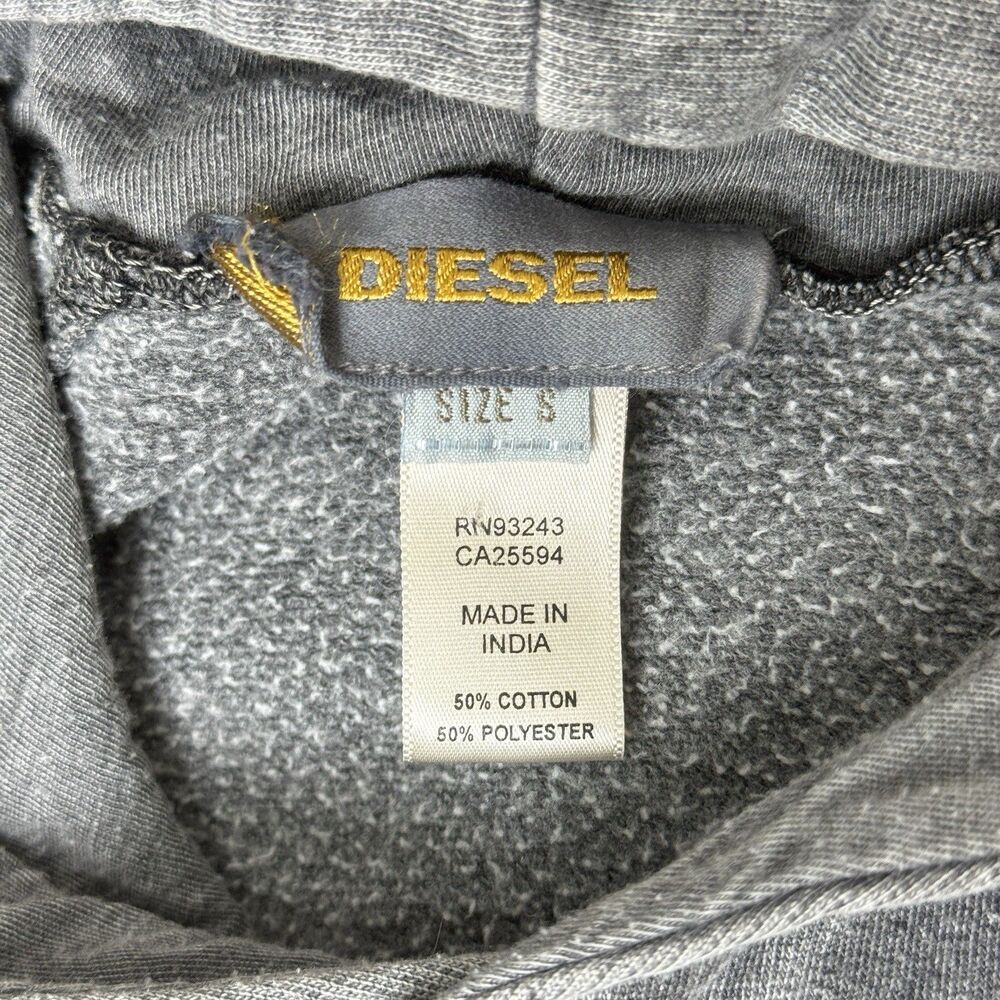 VTG Y2k Diesel Hoodie Men Small Gray Avant garde  Grunge Military Style Skater - Picture 6 of 9